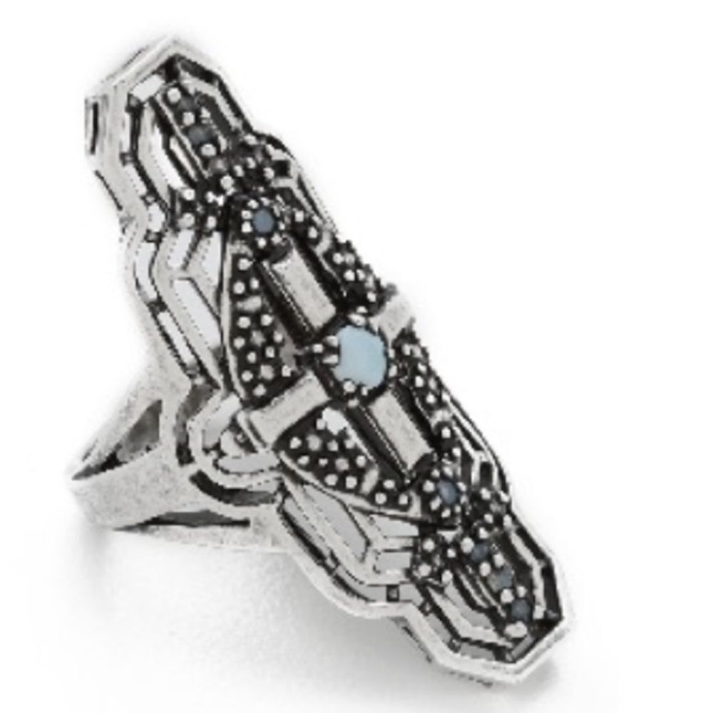 SUNAHARA MALIBU Alchemy Ring Silver White Blue Women’s Size 8